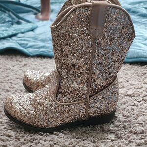 Kelly and Katie Gold glitter CowGIRL boots